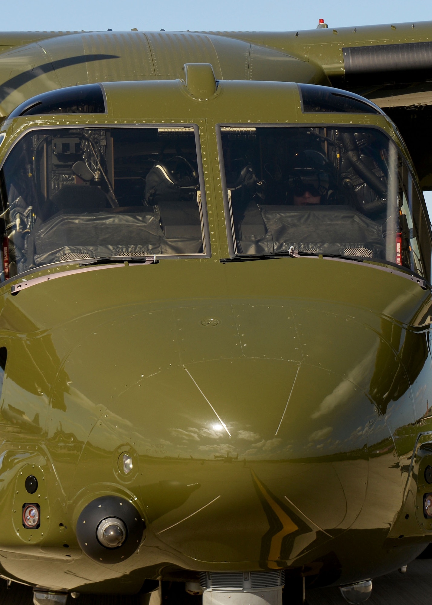 A U.S. Marine Corps MV-22 Osprey from Quantico, Va., sits on the flightline April 19, 2016, on RAF Mildenhall, England. The aircraft deployed to Europe in support of the President’s visit to the United Kingdom and Germany where he held bilateral meetings and participated in the Hannover Messe. (U.S. Air Force photo by Airman 1st Class Tenley Long/Released)