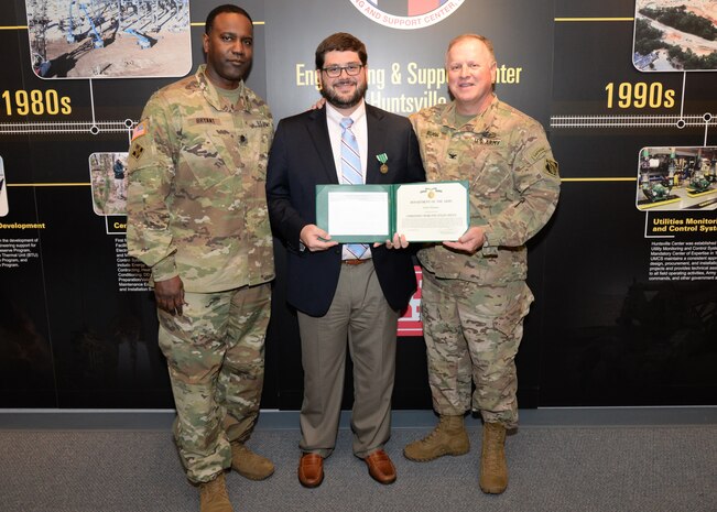 Col. Ruch and Lt. Col. Ted Bryant, Army Inspector General, presented Daniel Shepard with the Commander's Award for Civilian Service April 27. Shepard was commended for his outstanding service while serving as a subject matter expert in the Cybersecurity Inspection Division, U.S. Army Inspector General Agency. His expertise, insight and knowledge in Industrial Control Systems (ICS) were instrumental in the successful execution of the U.S. Army Inspector General Agency Army ICS Systemic Inspection.