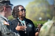 Deborah Plowden, Sexual Assault Response Coordinator, 85th Support Command, gives opening remarks before leading participants in an installation-walk to spread awareness to Sexual Assault Awareness Prevention. The walk, conducted at the Paul G. Schulstad Army Reserve Center, was an interactive event with participants from the 85th Support Command and the Defense Contract Management Agency-Chicago, April 22, 2016. The 85th Support Command’s Sexual Harassment/Assault Response and Prevention team planned various training events, throughout the month, to help spread awareness in what one can do to prevent, respond to and reduce sexual assault within the ranks. April is the U.S. Army’s Sexual Assault Awareness Month.
(U.S. Army photo by Mr. Anthony L. Taylor/Released)