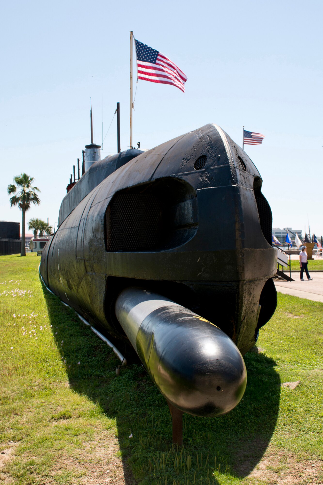 World War II submarine USS Cavalla (SS-SSK-AGSS-244) on display at Seawolf Park in Galveston, Texas, Apr. 23, 2016. The park, which is located on Galveston’s Pelican Island, is a memorial to the lost submarine USS Seawolf (SS 197). On their first combat patrol, with three torpedo hits, the crew of the Cavalla (SS 244) sank the Japanese aircraft carrier Shokaku, one of the largest vessels in the world and a veteran of Pearl Harbor. After the attack on the Shokaku, the Cavalla, under the command of Lt. Cdr.  Herman J. Kossler, managed to survive 105 depth charges being dropped on it, and finally slipped away to safety. On her second patrol, as a member of a wolfpack, the Cavalla teamed up with the USS Razorback (SS 394) in support of the invasion of Peleliu in the Philippine Sea on Sept. 15, 1944. Both the Cavalla and Razorback are the only two surviving submarines that took part in the formal surrender of Japan in Tokyo Bay on Sept. 2, 1945. Seawolf Park is also home to the USS Stewart (DE 238), one of only three destroyer escorts in the world. The Razorback can be toured at the Arkansas Inland Maritime Museum in North Little Rock Arkansas. (Courtesy photo by Jeff Walston)