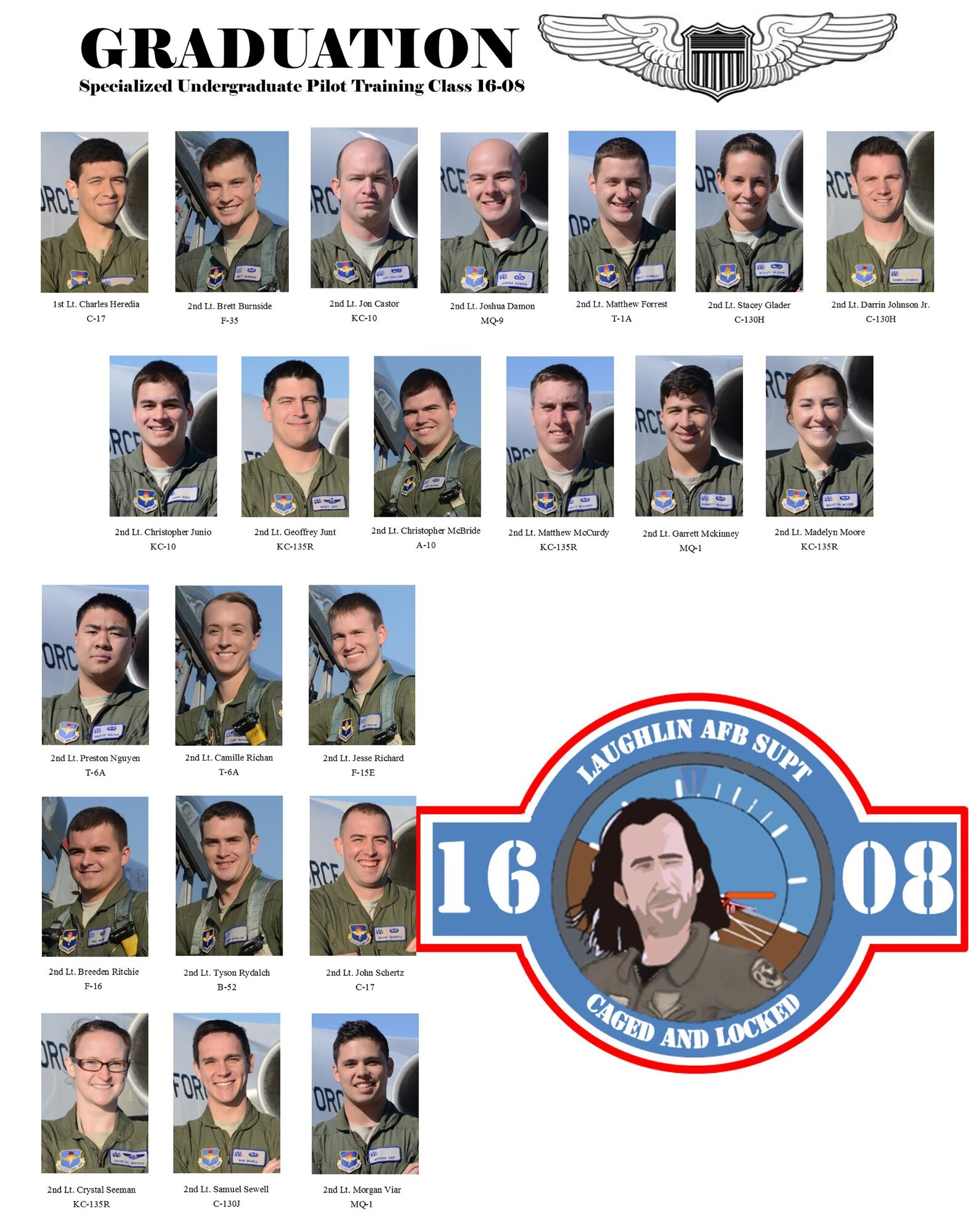 Specialize Undergraduate Pilot Training Class 16-08 is set to graduate. (U.S. Air Force graphic by Airman 1st Class Brandon May)