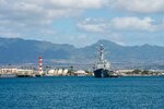 160425-N-YW024-038 PEARL HARBOR (April 25, 2016) The guided-missile destroyer USS Momsen (DDG 92) arrives at Joint Base Pearl Harbor-Hickam for a scheduled port visit. USS Momsen, the Arleigh Burke class guided-missile destroyer USS Spruance (DDG 111) and  the guided-missile destroyer USS Decatur (DDG 73) are part of the Pacific Surface Action Group comprised of more than 800 Sailors, on mission to conduct routine patrols, maritime security operations and theater security cooperation activities to enhance Western Pacific regional security and stability. (U.S. Navy photo by Mass Communication Specialist 3rd Class Katarzyna Kobiljak)