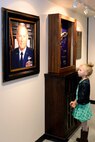 Faeya Chatlin admires a photo of her late great-grandfather Lt. Gen. Marc C. Reynolds, at the newly opened Lieutenant General Marc C. Reynolds Aerospace Center for Education at Hill Air Force Base, April 27, 2016. The Reynolds Aerospace Center for Education, located at the Hill Aerospace Museum, is partnering with local school districts providing additional co-curricular educational opportunities with elementary aged school children. Starting in the fall of 2016, additional children will visit the Hill Aerospace Museum and participate in hands-on activities that correspond directly with the Science curriculum of their particular grade. (U.S. Air Force photo by Todd Cromar)