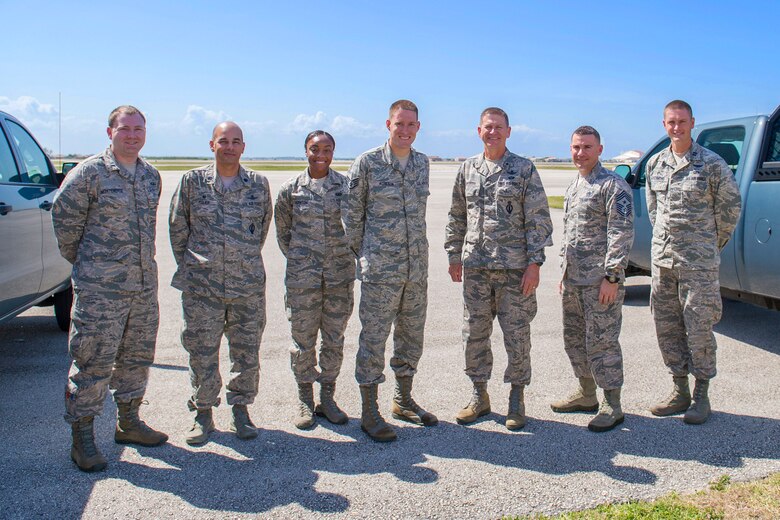 Brig. Gen. Wayne Monteith, 45th Space Wing commander, and Chief Master Sgt. Jason Lamoureux, 45th SW command chief, join airfield management personnel April 27, 2016, during their patrols of the runway to ensure flightline operations are safe from bird activity at Patrick Air Force Base, Fla. The general’s orientation to the wing’s Bird, Wildlife, Aircraft Strike Hazard Reduction Plan, gave him a first-hand look at the way personnel at Patrick and Cape Canaveral Air Force Station take action to mitigate the risk birds can play on aircraft flying missions if they are found on runways, overruns, taxiways and ramps. The 45th SW uses a multitude of techniques to impede perching and nesting of the birds on or near the runway. These techniques include bioacoustics alarms, pyrotechnics, radio controlled gas cannons and lawn maintenance. (U.S. Air Force photo/Matthew Jurgens) (Released)