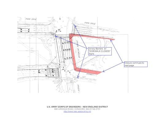 Overview of sidewalk closure.