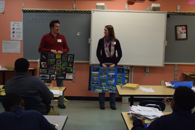U.S Army Corps of Engineers, Buffalo District Biologists Heather Adams and Dave Leput engaged students at Buffalo’s Lydia T. Wright Middle School in wetland ecology during the school’s second annual Job Fair April 26. 
