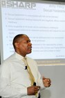 Huntsville Center's Sexual Assault Response Coordinator Victor Roberts presents annual SHARP training in the center cafeteria April 29.