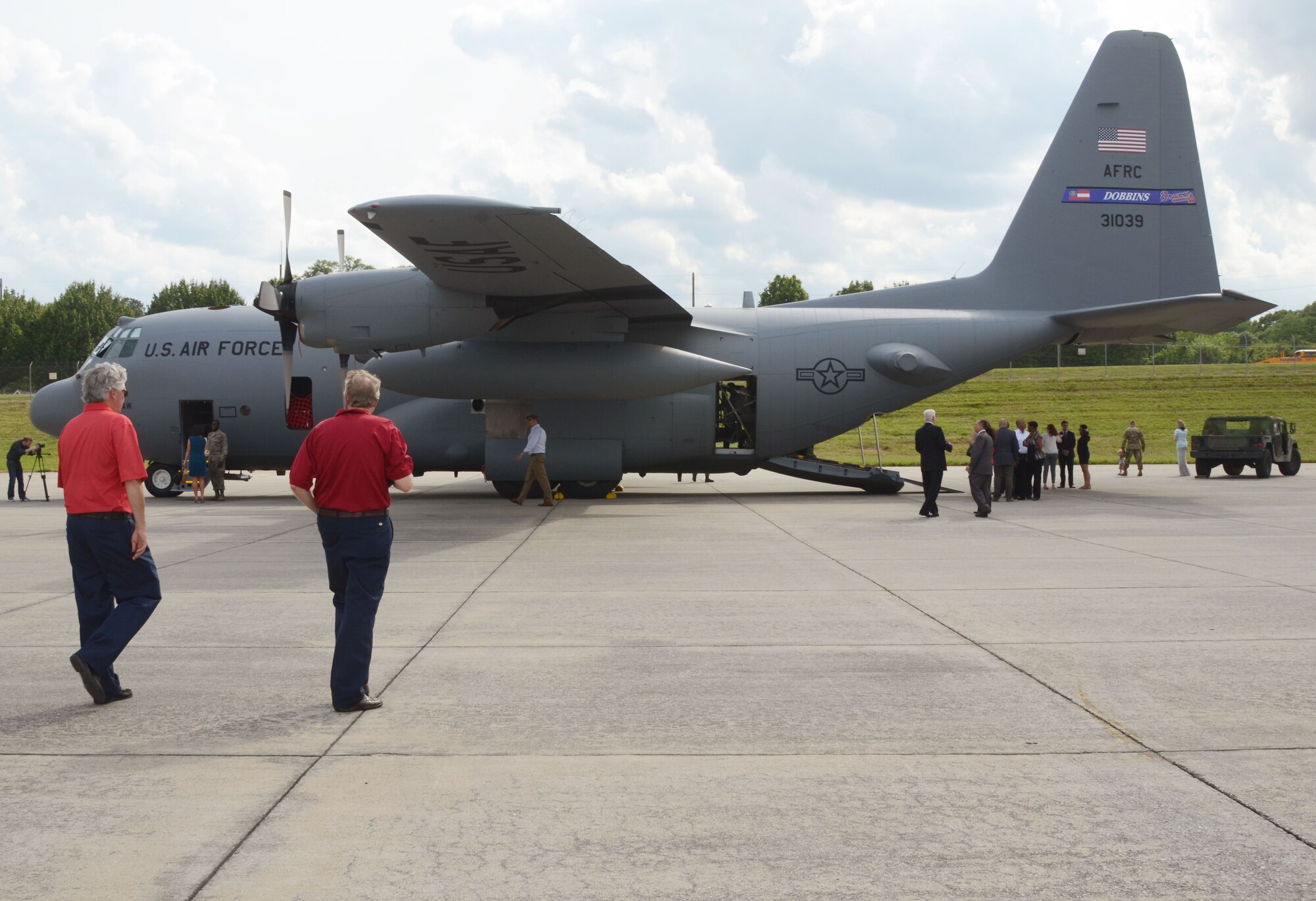 Military and civilian guests register as the Dobbins Business After Hours, held at Dobbins Air Reserve Base, Ga. April 27, 2016. The program, sponsored by the 94th Airlift Wing is designed to join local community members and base personnel in an evening of interaction. Guests were treated to food prepared by Local restaurants. (U.S. Air Force photo by Don Peek)