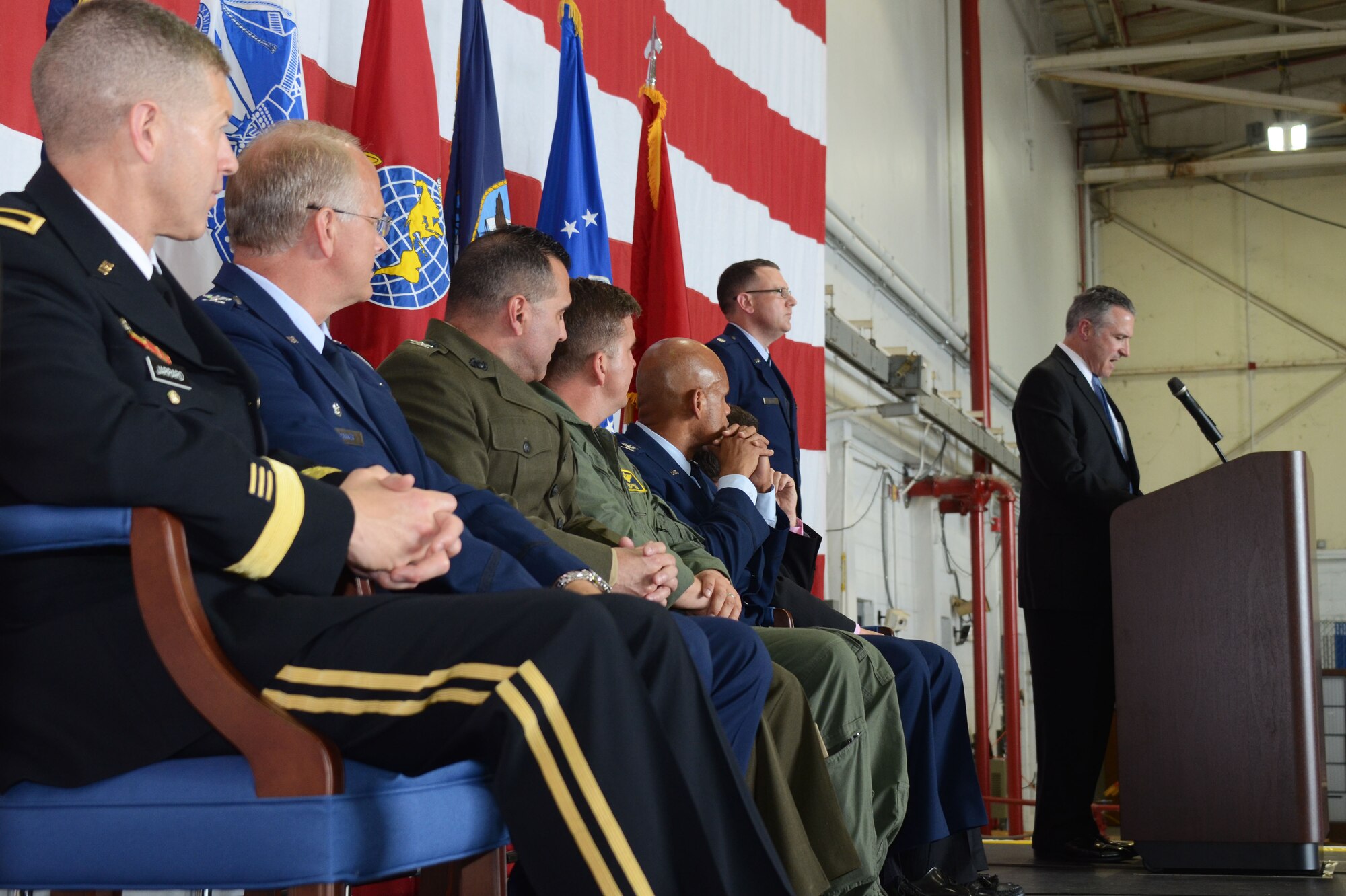 Military and civilian guests registered for the Dobbins Business After Hours, held at Dobbins Air Reserve Base, Ga. April 27, 2016. The program, sponsored by the 94th Airlift Wing is designed to join local community members and base personnel in an evening of interaction. Guests were treated to food prepared by Local restaurants. (U.S. Air Force photo by Don Peek)