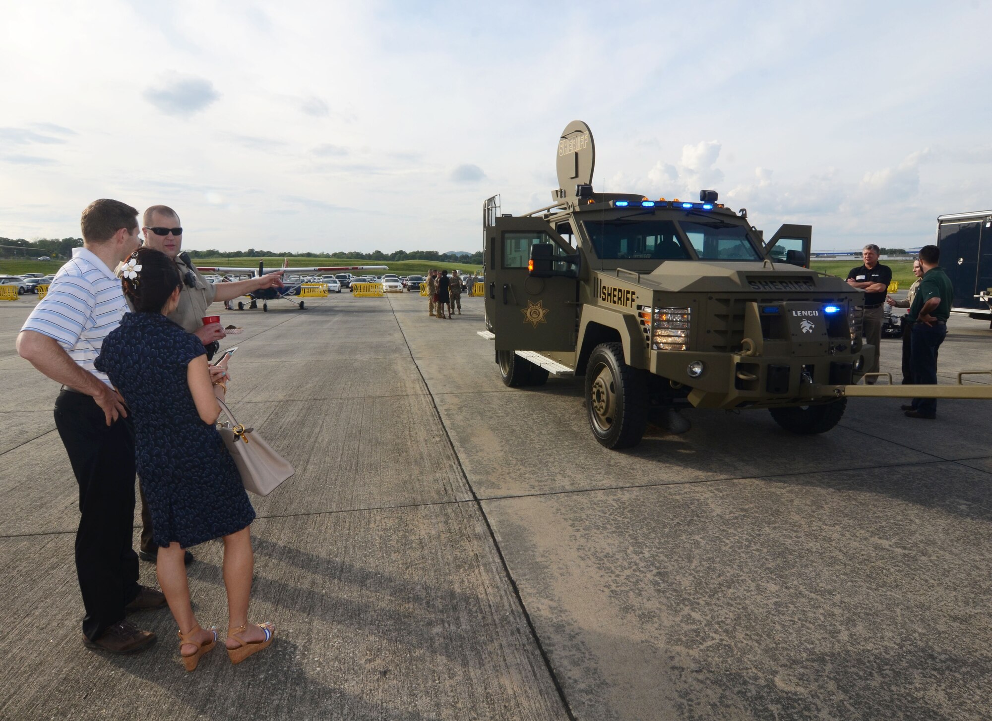 Military and civilian guests register as the Dobbins Business After Hours, held at Dobbins Air Reserve Base, Ga. April 27, 2016. The program, sponsored by the 94th Airlift Wing is designed to join local community members and base personnel in an evening of interaction. Guests were treated to food prepared by Local restaurants. (U.S. Air Force photo by Don Peek)