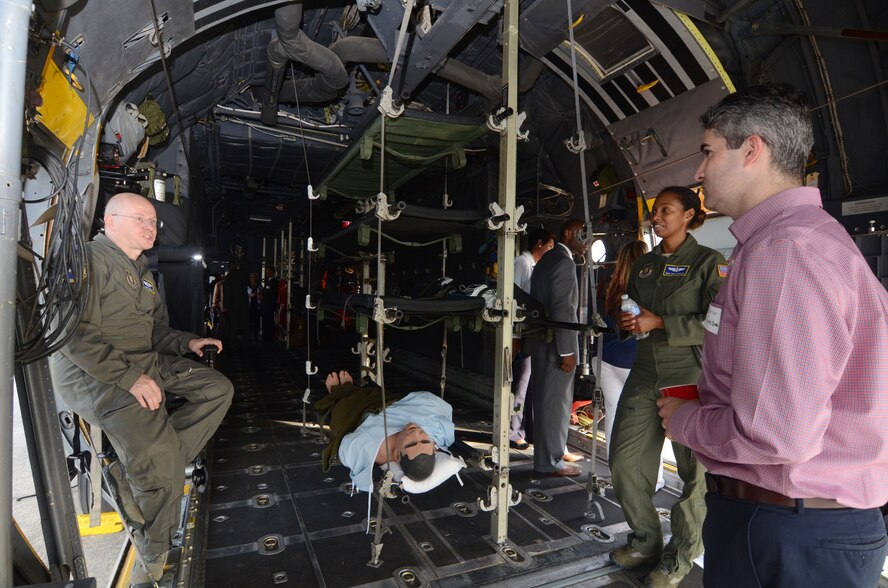 Military and civilian guests register as the Dobbins Business After Hours, held at Dobbins Air Reserve Base, Ga. April 27, 2016. The program, sponsored by the 94th Airlift Wing is designed to join local community members and base personnel in an evening of interaction. Guests were treated to food prepared by Local restaurants. (U.S. Air Force photo by Don Peek)