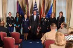 Secretary of Defense Ash Carter hosts a ceremony honoring the 2016 Exceptional Sexual Assault Response Coordinators Award recipients April 28, 2016. 