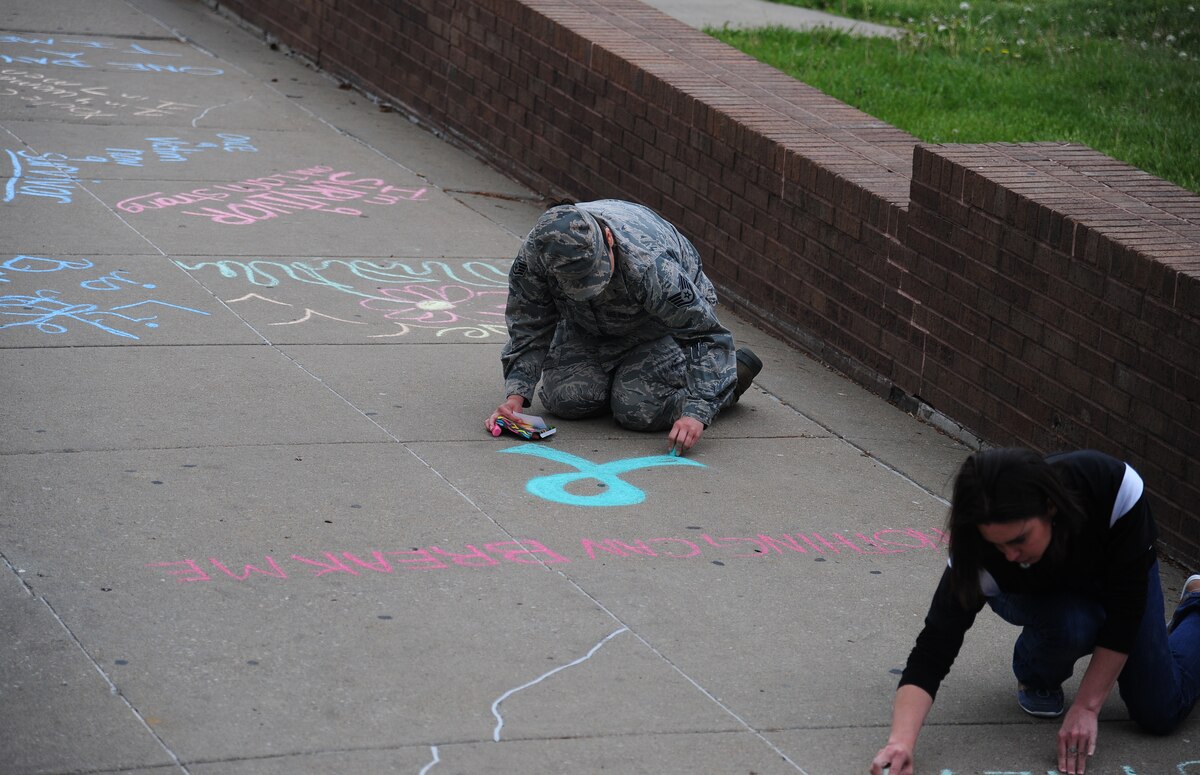 Whiteman SAPR members 'chalk the walk' > Whiteman Air Force Base > News