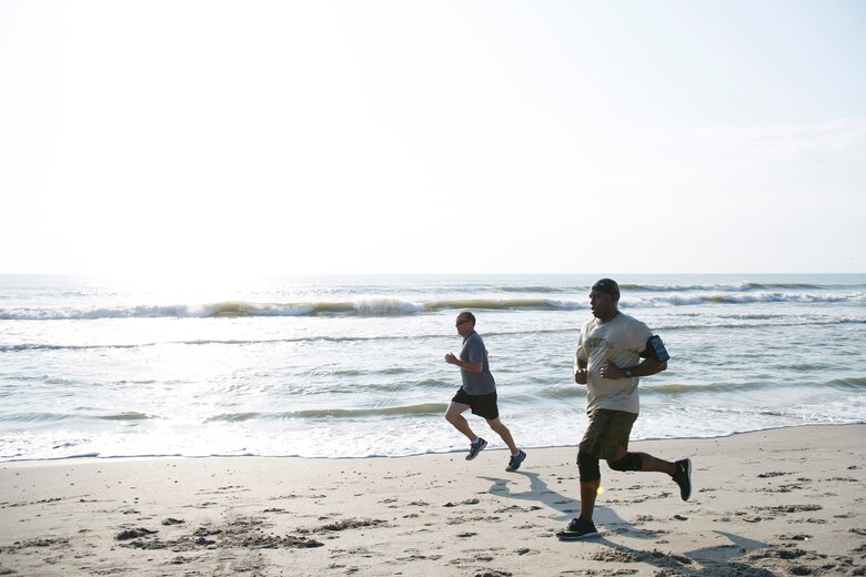 Members of Patrick Air Force Base and Cape Canaveral Air Force Station, Fla., participate in an Air Force Assistance Fund 5K run at the beach here April 29, 2016. The AFAF campaign began March 23 and ends May 1, 2016. All proceeds go to four charities, which are: The Air Force Aid Society benefits Air Force Aid Society, Air Force Villages are Retirement community for Officers, spouses, widows and widowers, Air Force Enlisted Villages and the General and Mrs. Curtis E. LeMay Foundation. To donate or for more information, contact 1st Lt. Futch at (321) 853-9146 or Master Sgt. Pratt at (321) 494-9967. (U.S. Air Force photos/Matthew Jurgens) (Released)
