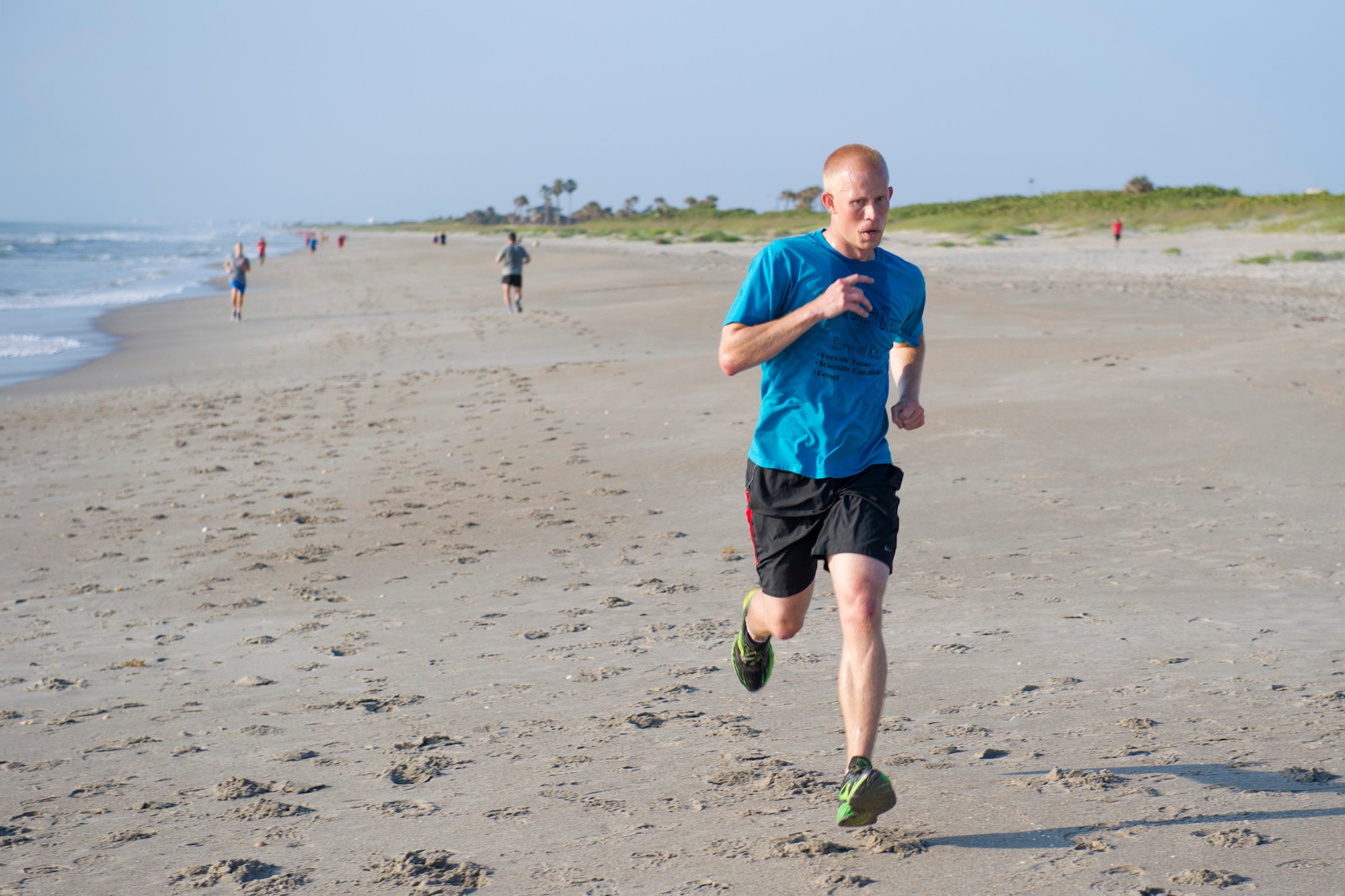 Members of Patrick Air Force Base and Cape Canaveral Air Force Station, Fla., participate in an Air Force Assistance Fund 5K run at the beach here April 29, 2016. The AFAF campaign began March 23 and ends May 1, 2016. All proceeds go to four charities, which are: The Air Force Aid Society benefits Air Force Aid Society, Air Force Villages are Retirement community for Officers, spouses, widows and widowers, Air Force Enlisted Villages and the General and Mrs. Curtis E. LeMay Foundation. To donate or for more information, contact 1st Lt. Futch at (321) 853-9146 or Master Sgt. Pratt at (321) 494-9967. (U.S. Air Force photos/Matthew Jurgens) (Released)
