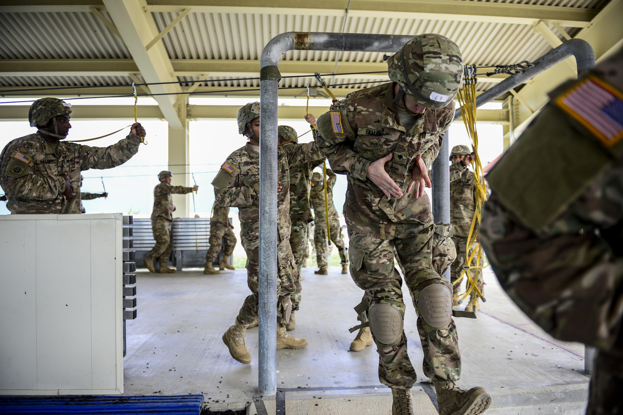 U.S. Army 173rd Airborne Brigade paratroopers conduct sustained airborne training July 27, 2016 at Aviano Air Base, Italy. The 173rd Airborne Brigade from Vicenza, Italy, is the Army Contingency Response Force in Europe. They are capable of projecting forces to conduct a full range of military operations across the United States European, Central and Africa Command areas of responsibility. (U.S. Air Force photo by Senior Airman Krystal Ardrey/Released)