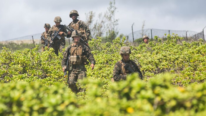 U.S. Marines with Company E, Battalion Landing Team 2nd Battalion, 3rd Marine Regiment, assault a beach during Rim of the Pacific 2016. Twenty-six nations, more than 40 ships and submarines, more than 200 aircraft and 25,000 personnel are participating in RIMPAC from June 30 to Aug. 4, in and around the Hawaiian Islands and Southern California. 