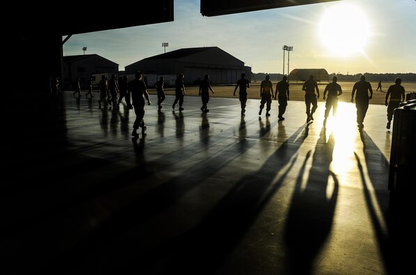 Air Commandos from the 4th Aircraft Maintenance Unit prepare for a foreign object debris walk at Hurlburt Field, Fla., July 20, 2016. Performing a FOD walk ensures no debris is on the flightline that could cause damage to aircraft. (U.S. Air Force photo by Airman Dennis Spain)

