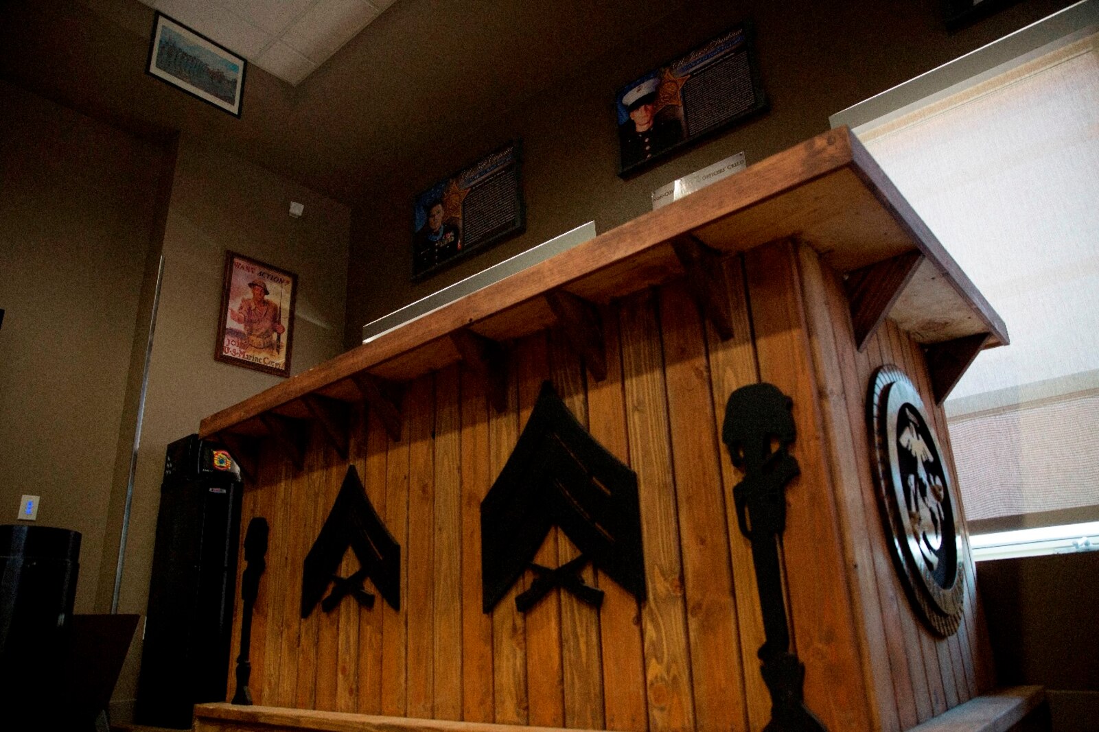 The non-commissioned officers bar in the 7th Engineer Support Battalion, 1st Marine Logistics Group non-commissioned officer’s lounge, “Chapultepec’s” on Camp Pendleton, Calif., July 29, 2016. The lounge was built by 7th ESB Marines to give NCOs a place to relax and share experiences. (U.S. Marines Corps photo by Lance Cpl. Kyle McNan/released)