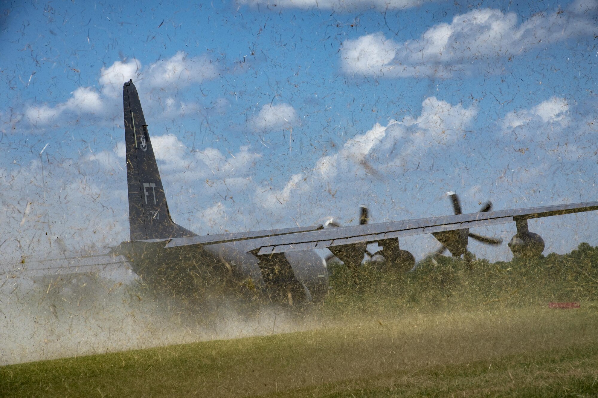 An HC-130J Combat King II from the 71st Rescue Squadron takes off from the unimproved landing zone on Bemiss Field, July 29, 2016, at Grand Bay Bombing and Gunnery Range, Ga. This flight marked the first time an HC-130J landed at the ULZ on Bemiss Field, which was previously used for airdrops and helicopter landings. The landing validated the pilot’s training for future operations in austere locations and met requirements for training that cannot be accomplished on paved runways or assault strips. (U.S. Air Force photo by Staff Sgt. Ryan Callaghan)