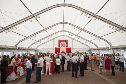 PETERSON AIR FORCE BASE, Colo. -- Canadians and American military and their family members celebrate Canada Day on June 30, 2016. The event brings together members of North American Aerospace Defense Command, the bi-national Canadian and American command that provides maritime warning, aerospace warning and aerospace control for Canada and the United States. (Courtesy photo)