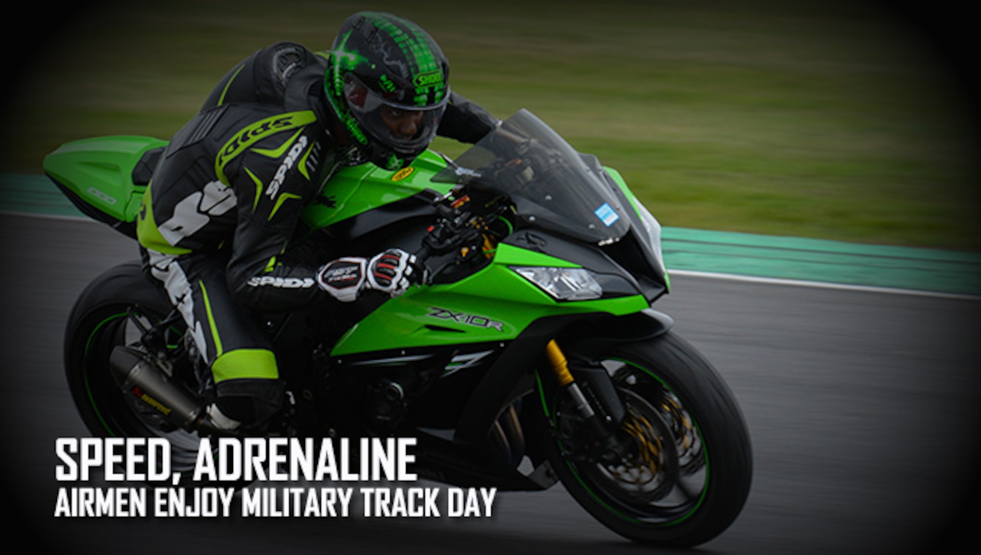 A participant in the Military Track Day rides his motorcycle July 26, 2016, at Snetterton Circuit in Norwich, England. The closed circuit enabled riders to safely navigate the track without the risk of hitting vehicles pulling out, animals running in the road or pot holes. (U.S. Air Force photo by Staff Sgt. Micaiah Anthony)