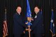 Maj. Gen. Christopher Bence (right) takes command of the U.S. Air Force Expeditionary Center in a ceremony at Joint Base McGuire-Dix-Lakehurst, New Jersey, Aug. 2. Air Mobility Command commander Gen. Carlton Everhart (left) presided over the ceremony, and Maj. Gen. Frederick Martin relinquished command after leading the center for three years. (U.S. Air Force photo by Tech. Sgt. Jaimie Powell)