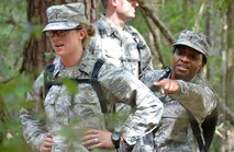 The chaplain candidates return from a 2.8 mile ruck march at Robins Air Force Base, Georgia, July 25, 2016. During the last week of the Air Force Reserve Command Chaplain Candidate Intensive Interview program, the candidates were immersed in fast-paced mobility training conducted by active-duty instructors from the 5th CBCSS. This mobility training, typically a two-week process, was condensed and compacted to fit into the two-day window the candidates had available. 