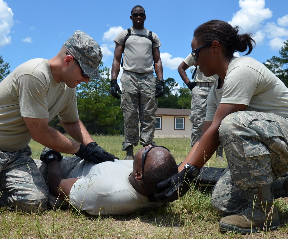 The chaplain candidates return from a 2.8 mile ruck march at Robins Air Force Base, Georgia, July 25, 2016. During the last week of the Air Force Reserve Command Chaplain Candidate Intensive Interview program, the candidates were immersed in fast-paced mobility training conducted by active-duty instructors from the 5th CBCSS. This mobility training, typically a two-week process, was condensed and compacted to fit into the two-day window the candidates had available. 