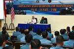 Rear Adm. Brian Hurley, Commander, Logistics Group Western Pacific, and 1st Adm. Mintoro Yulianto, Indonesian Navy (TNI-AL) Eastern Fleet Chief of Staff, preside over the opening ceremony of Cooperation Afloat Readiness and Training (CARAT) Indonesia 2016.  CARAT is a series of annual maritime exercises between the U.S. Navy, U.S. Marine Corps and the armed forces of nine partner nations to include Bangladesh, Brunei, Cambodia, Indonesia, Malaysia, the Philippines, Singapore, Thailand, and Timor-Leste.
