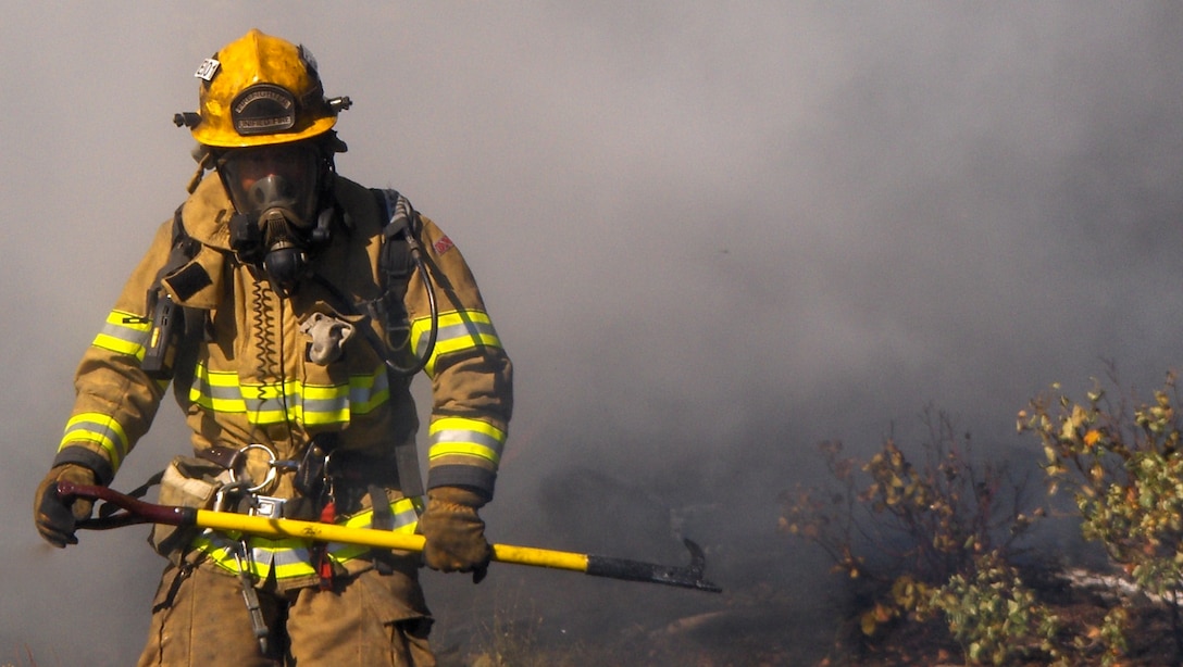 A firefighter from the Albuquerque Fire Department’s Wildland Task Force is shown here. DLA Troop Support took over management of 296 wildland fire items from the General Services Administration in May 2014.