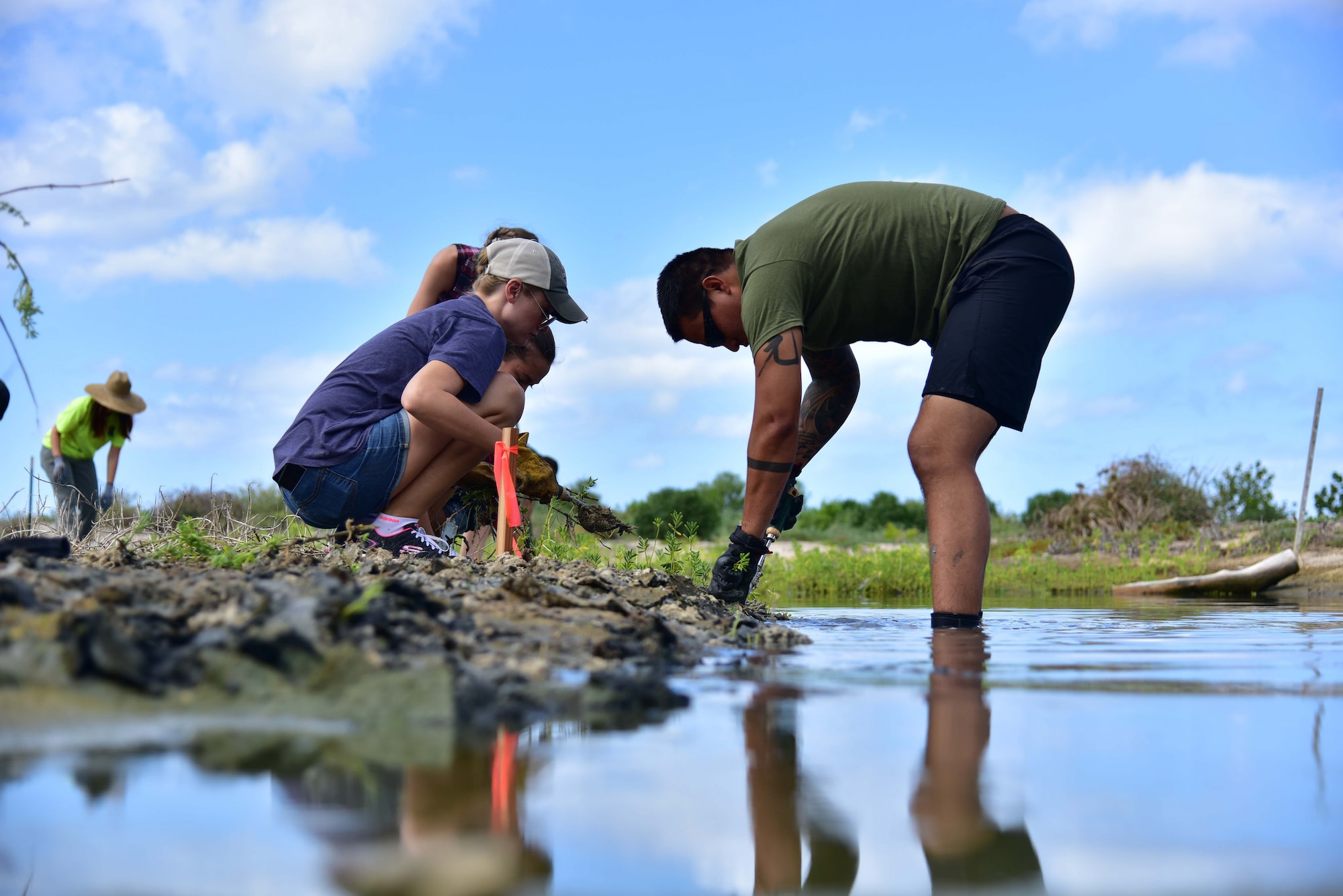 Volunteers remove bundles of pickleweed and other growth during the Ahua Reef cleanup event, held July 29 on Joint Base Pearl Harbor-Hickam. The event, which was hosted by Naval Facilities Engineering Command Hawaii, educated volunteers about the diverse ecosystem and the endangered species which reside on Hickam's beach area. (U.S. Air Force photo by Staff Sgt. Christopher Stoltz)