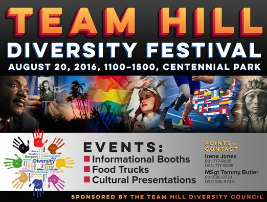 A Diversity Festival will be held from 11 a.m. to 3 p.m. Aug. 20 at Centennial Park. (U.S. Air Force graphic by Kent Bingham)