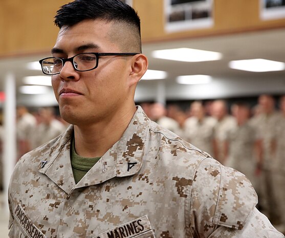 Gerardo R. Paicoeusebio with Chemical Biological Incident Force, CBIRF, was pinned to the rank of lance corporal during a promotion ceremony at Naval Support Facility at Indian Head, Md. August 1, 2016. Paicoeusebio works as an electrician for the S4 shop at CBIRF (Official USMC photo by Lance Cpl. Maverick Mejia)


