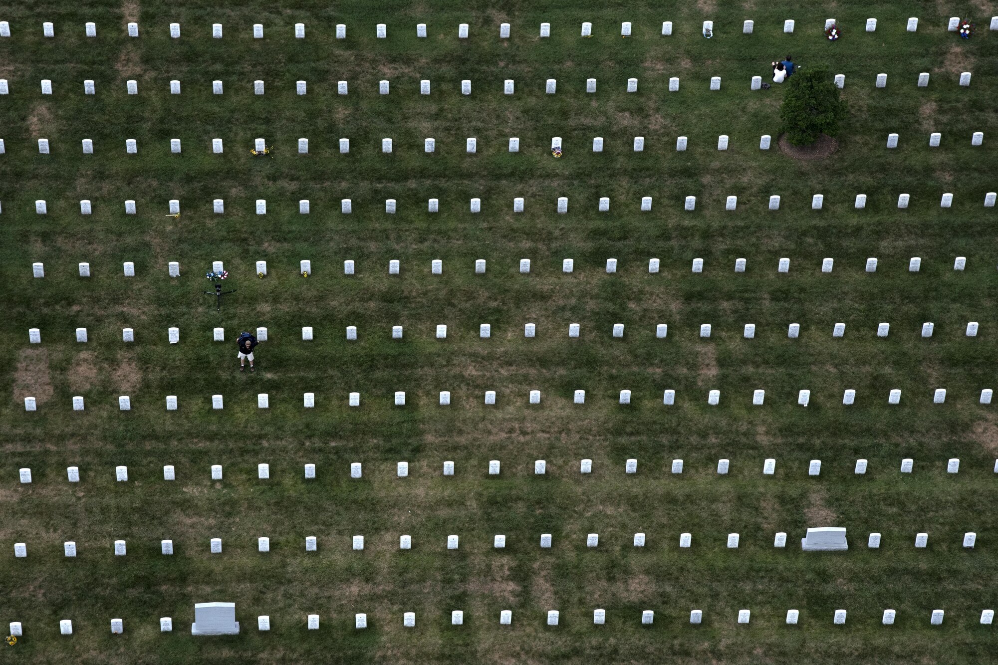 An aerial view of Arlington National Cemetery, Arlington, Va., from a 1st Helicopter Squadron UH-1N Huey helicopter Aug. 3, 2016. Arlington National Cemetery funeral flyovers is one of the many missions the 1st HS supports in the National Capital Region. (U.S. Air Force photo by Airman 1st Class Philip Bryant)