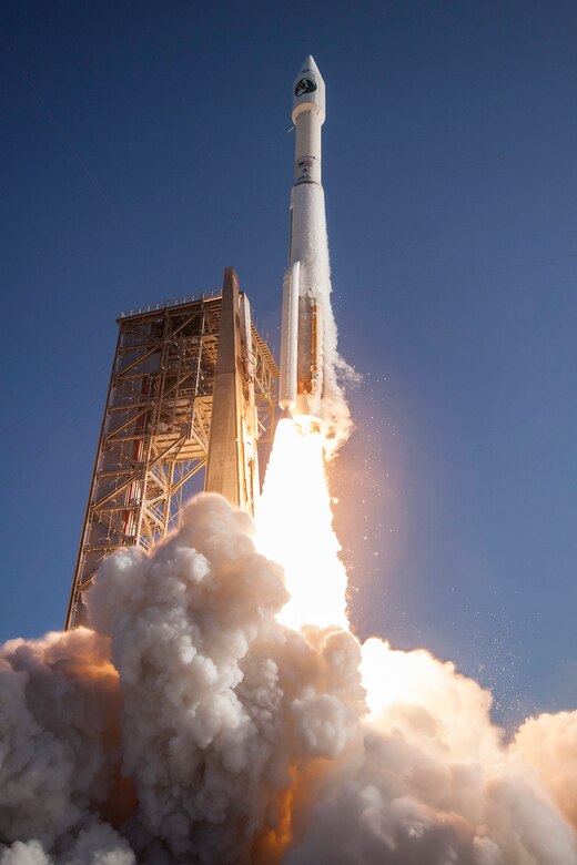 A United Launch Alliance NROL-61 spacecraft aboard an Atlas V rocket launches from Space Launch Complex 41 at Cape Canaveral Air Force Station, Fla., July 28, 2016. Before any spacecraft can launch from Cape Canaveral AFS, a combined team of military, government civilians and contractors from across the 45th Space Wing provide the mission assurance to ensure a safe and successful liftoff for range customers. (United Launch Alliance courtesy photo)