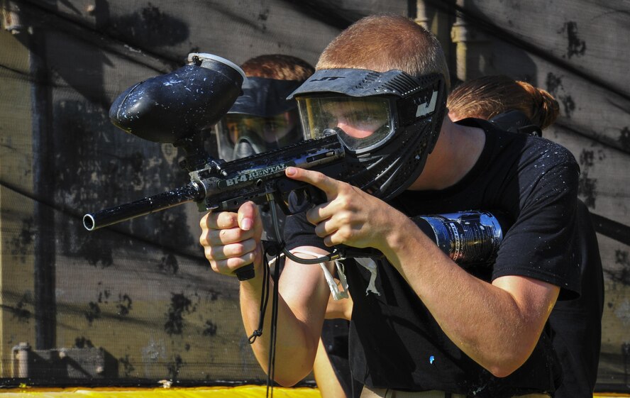 A Junior Reserve Officers' Training Corps cadet prepares to play paintball at Hurlburt Field, Fla., July 21, 2016. From July 18-22, more than 60 Junior ROTC cadets from nearby high schools visited base for their Summer Leadership School - a course designed to teach cadets leadership, confidence and other traits. (U.S. Air Force photo by Airman 1st Class Joseph Pick)