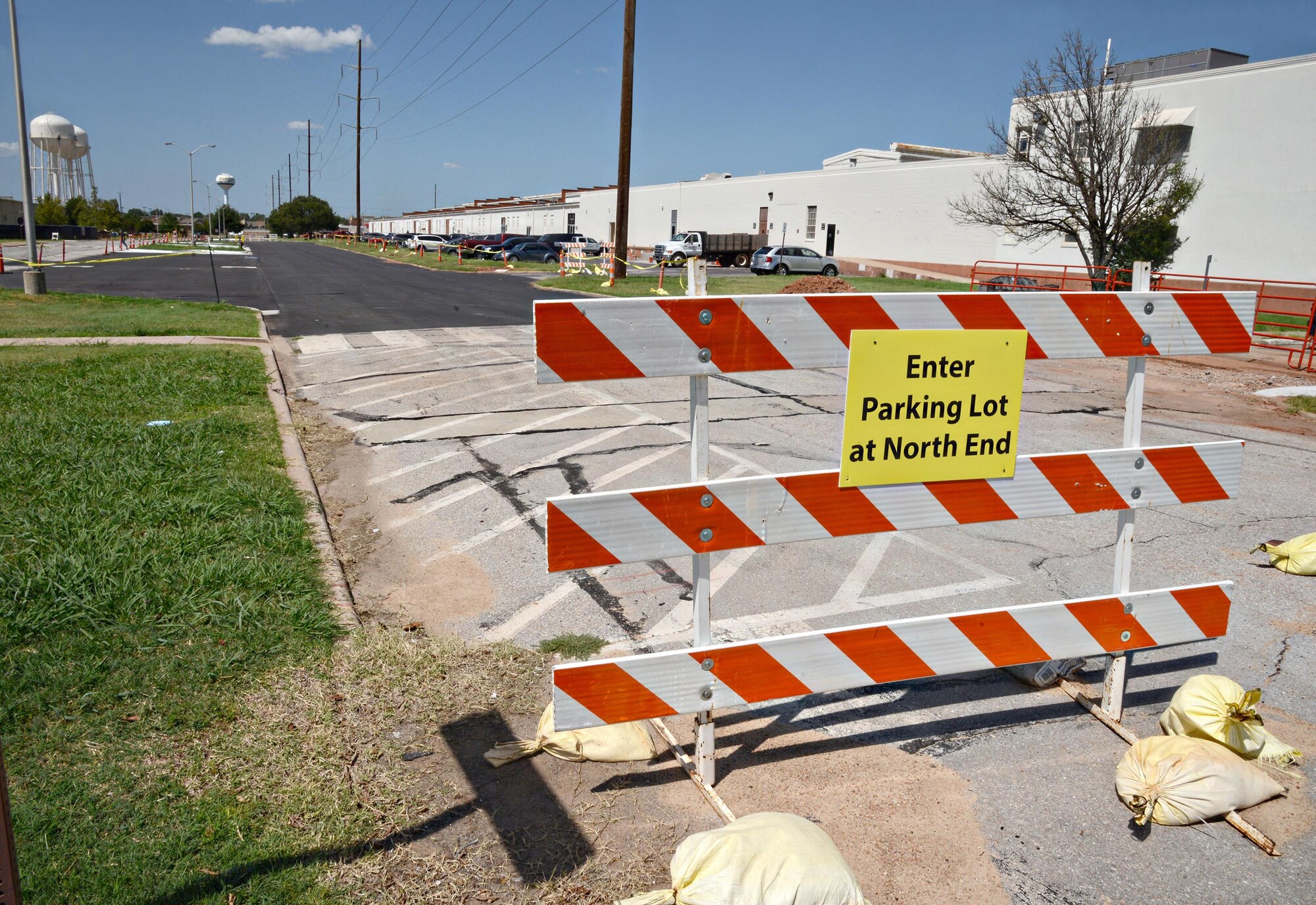 Bldg. 1’s D Avenue is currently under construction to turn it into an additional parking area. Parking space striping will occur, weather permitting, on Aug. 8-9, with additional work being completed by Aug. 15. (Air Force photo by Kelly White)
