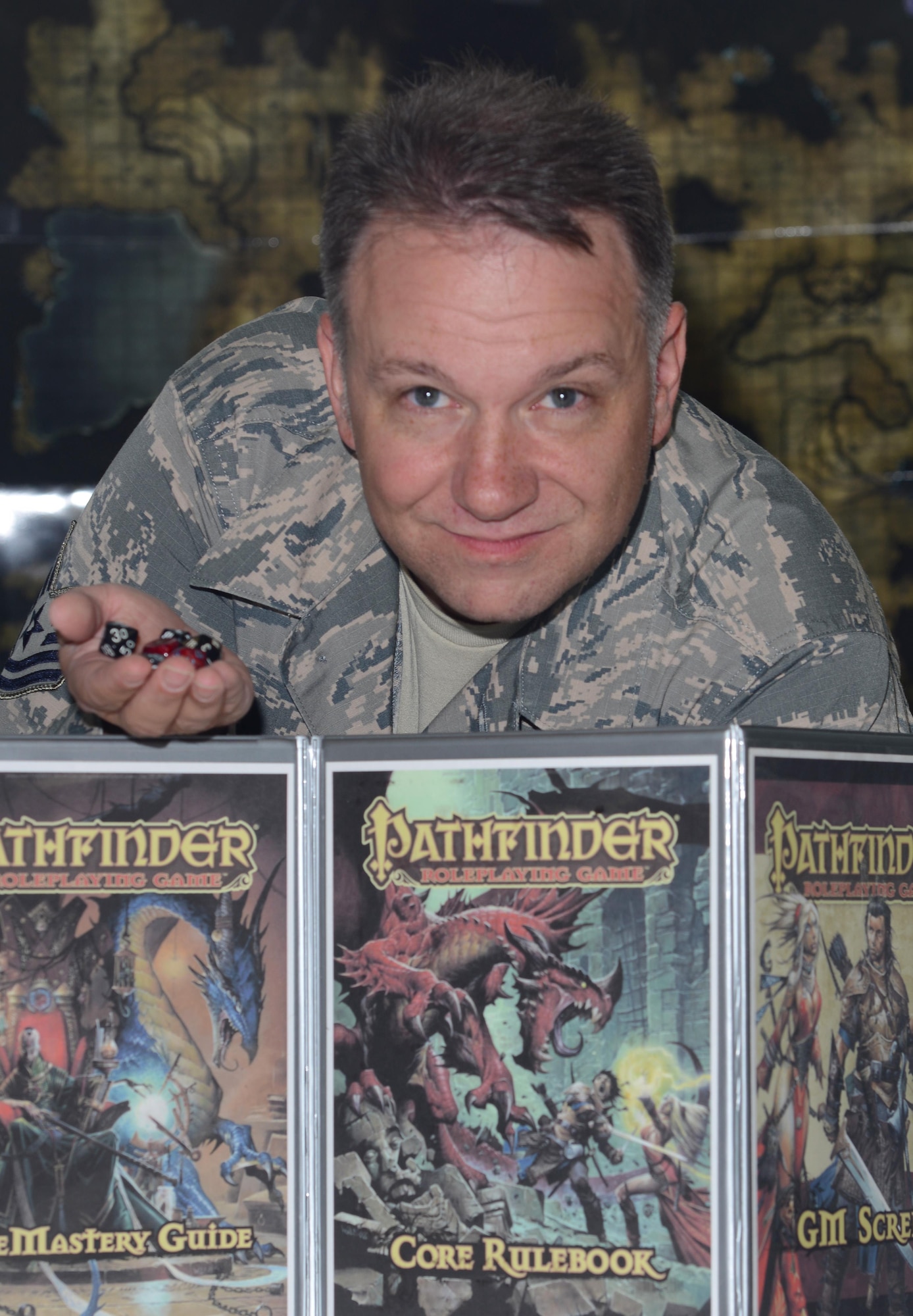 Tech. Sgt. Steven Lau, 301st Intelligence Squadron information assurance manager, established a bi-weekly Pathfinder campaign starting at noon at either a local comic book store or a library at Anchorage, Alaska. Pathfinder has roots in the traditional ‘pen-and-paper’ style of gameplay where a game master describes the surroundings and outcomes of the players’ actions. 