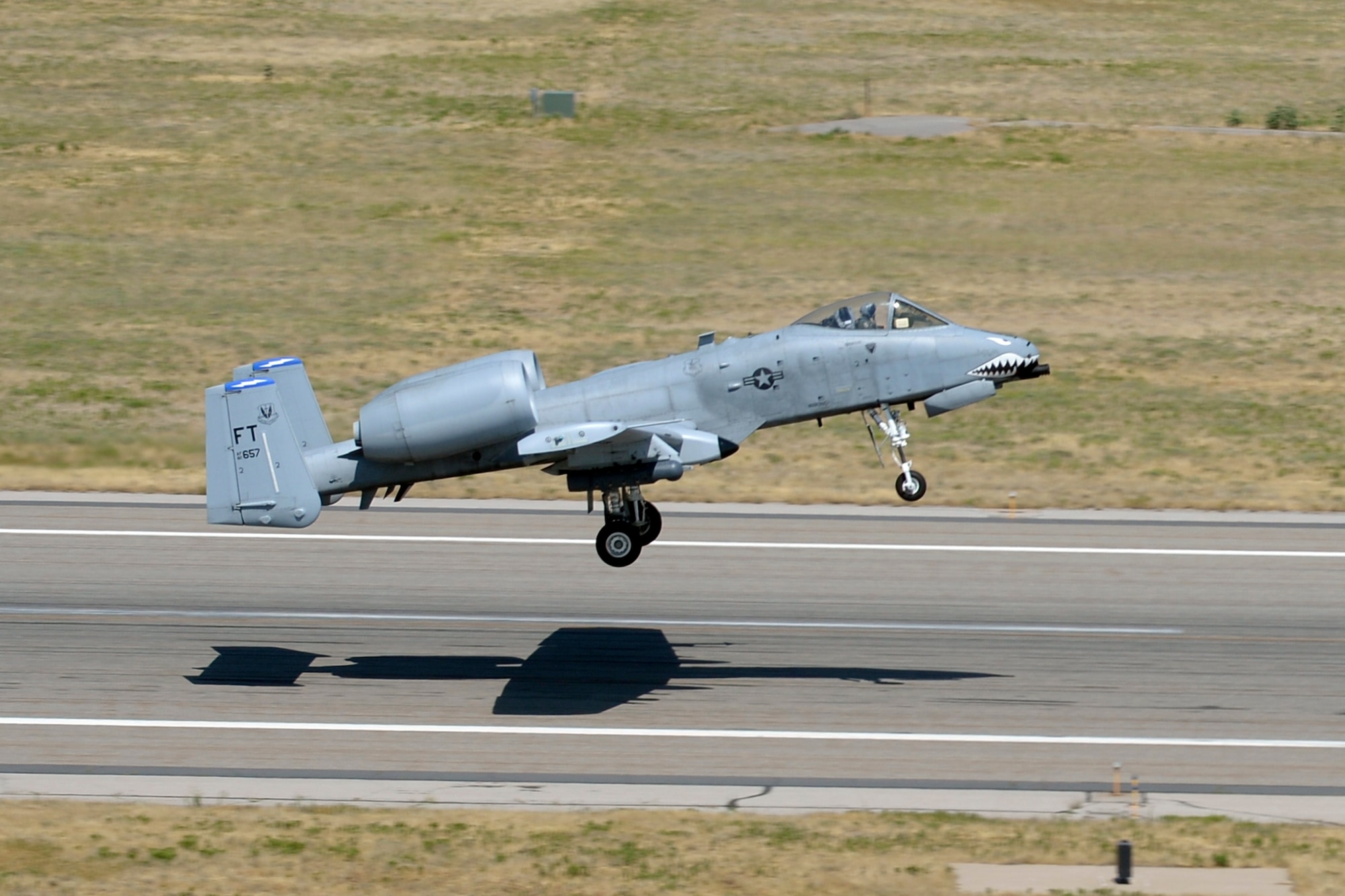 An A-10 Thunderbolt II aircraft from Moody Air Force Base, Ga., takes off from Hill AFB, Aug. 2. Aircraft from Moody are participating in an exercise know as Combat Hammer at Hill and the Utah Test and Training Range. (U.S. Air Force photo by Todd Cromar)