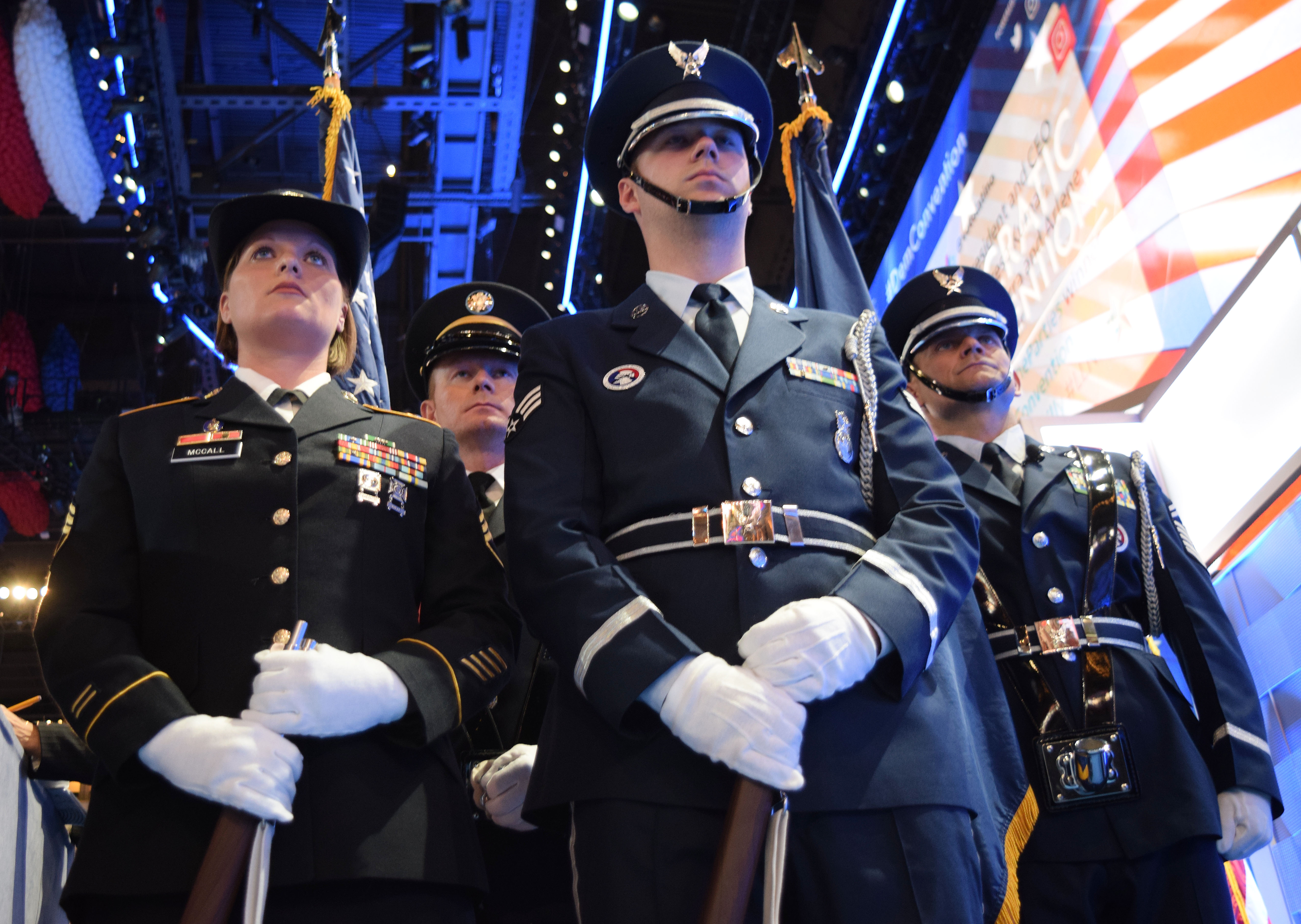 Pa. Honor Guard spotlighted presenting flag during DNC > 111th Attack