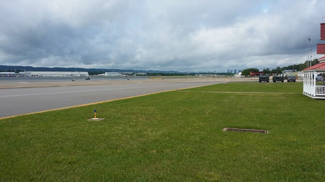 The flightline at the 117th Air Refueling Wing in Birmingham, Ala. sits empty as most of the KC-135R Stratotankers are supporting global operations.  (U.S. Air National Guard photo by Lt. Col. James G. Putman/Released)