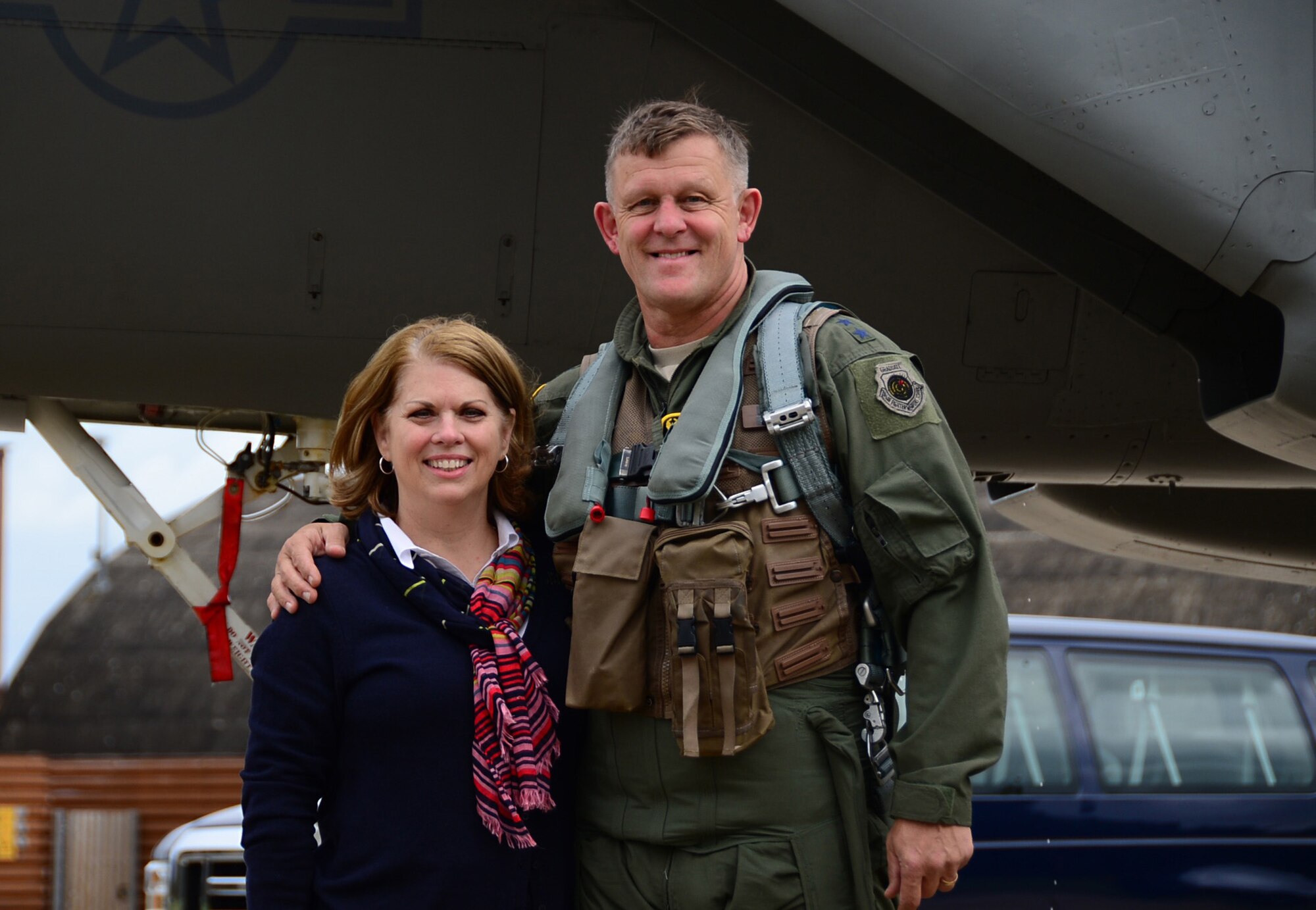 General Frank Gorenc and Mrs. Sharon Gorenc stand together in front of a F-15 at RAF Lakenheath, U.K., in August 2015. This week the general culminates a 37 1/2 year career when he relinquishes command Thursday of U.S. Air Forces in Europe, U.S. Air Forces Africa and NATO's
Allied Air Command. (Courtesy photo)