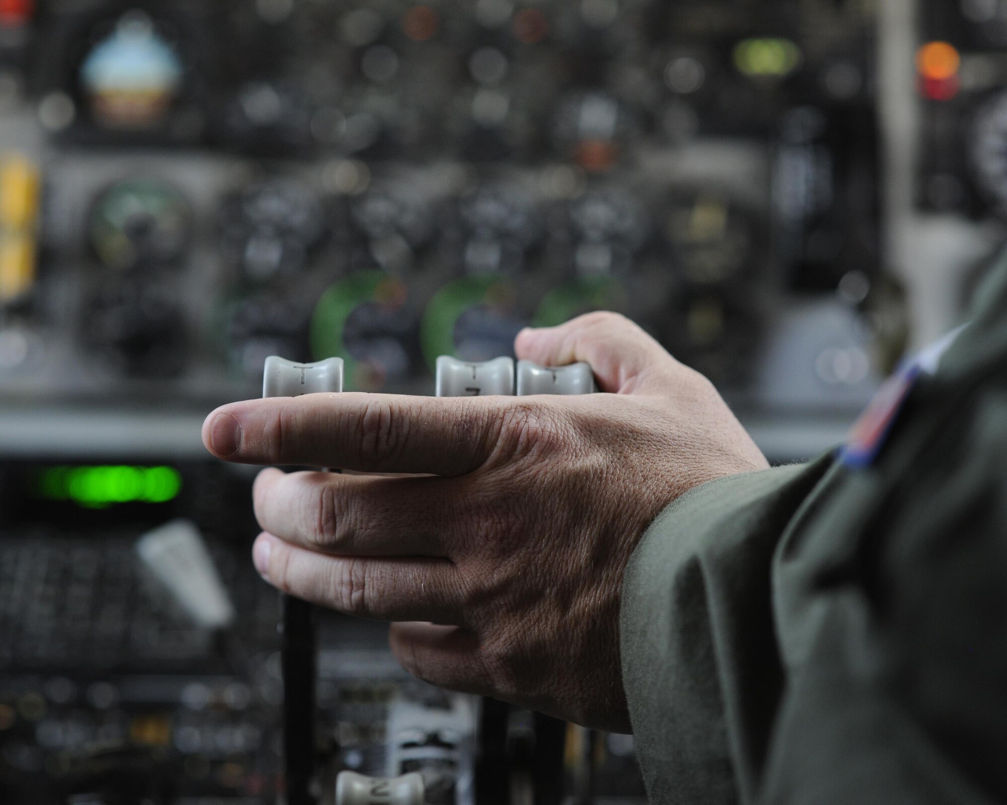A KC-135 Stratotanker pilot from the 117th Air Refueling Wing, Birmingham, Ala., pushes forward on the throttle as he takes off from the Georgia Army National Guard Base during Sentry Savannah 16-3, Aug. 3, 2016. The KC-135 has been in the Air Force inventory for more than 50 years and can carry up to 200,000 pounds of fuel. (U.S. Air Force photo by Senior Airman Solomon Cook/Released)