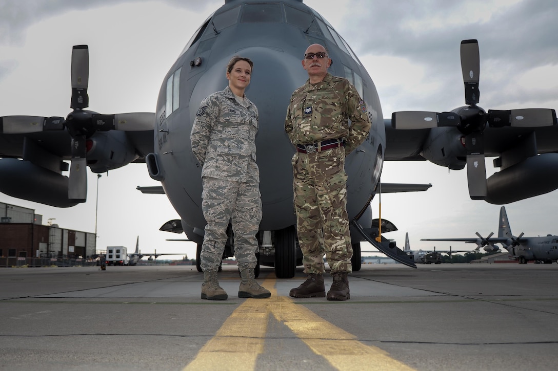 Staff Sgt. Amy Yanta, 934th Aeromedical Evacuation Squadron, and Royal Air Force Sgt. Anthony Sanders, 612 Royal Air Force Reserve, will spend two weeks training together at the Minneapolis-St. Paul Air Reserve Station, Minnesota.