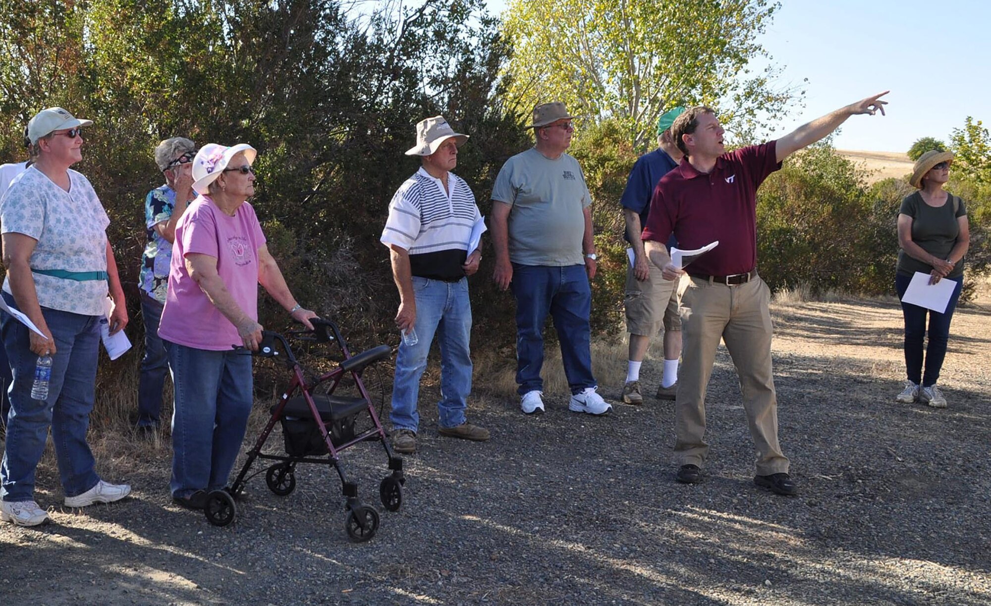 A Restoration Advisory Board tours Beale Air Force Base, California. The tour focuses on an installation mission and restoration site visit. Participation includes concerned community members, Board members, Beale AFB residents, and civic leaders (Courtesy photo)