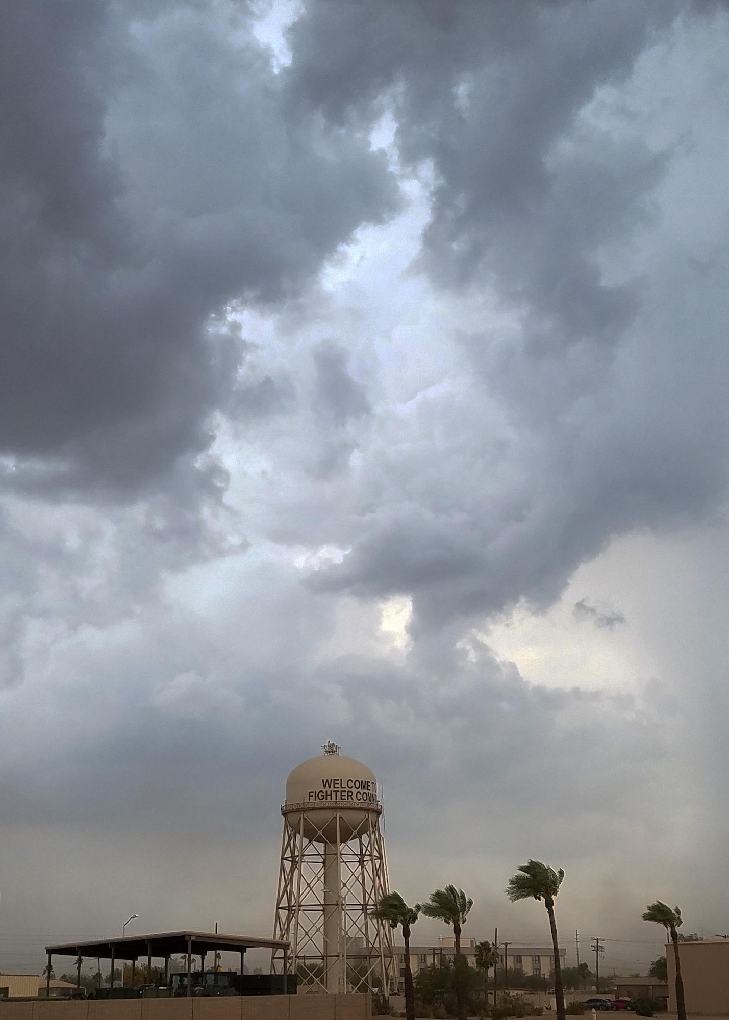 A monsoon approaches Luke Air Force Base Aug. 8, 2016. From June 15 until Sept. 30, strong storms affect Luke with heavy rain, lightning, thunder and dust storms. (U.S. Air Force photo by Staff Sgt. Marcy Copeland)  

