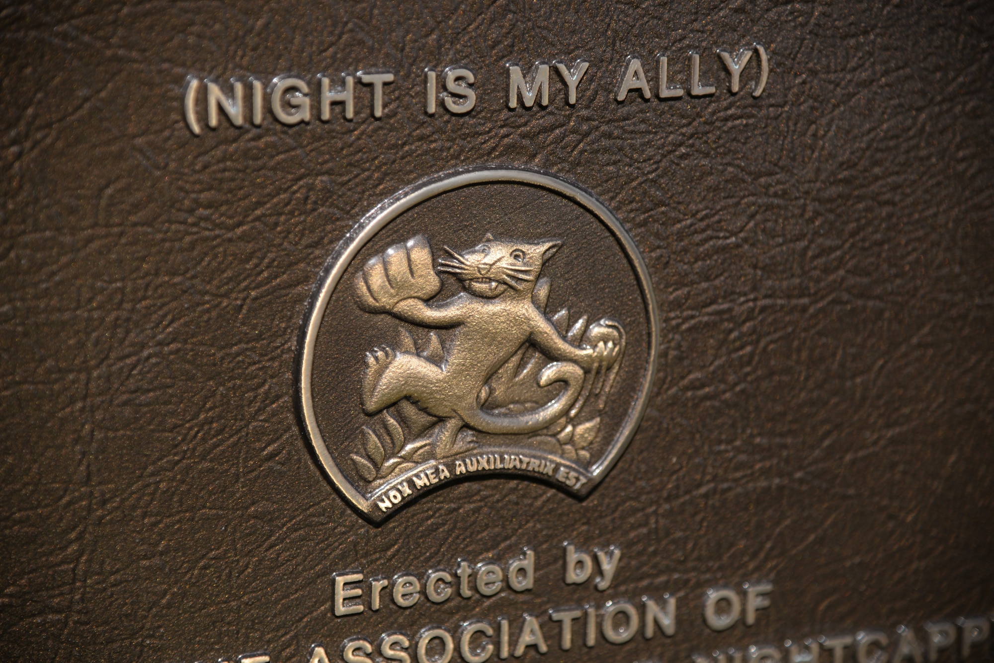 A picture of a close up view of the bronze plaque on a U.S. Navy VC-4 memorial marker.
