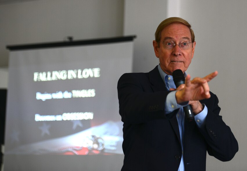 Gary Chapman, marriage counselor and author of “The 5 Love Languages” book series, speaks at a marriage counseling workshop Aug. 5, 2016, at Ramstein Air Base, Germany. Chapman spoke to members of helping agencies around the Kaiserslautern Military Community to help them gain additional knowledge in counseling married or engaged couples. (U.S. Air Force photo/ Airman 1st Class Joshua Magbanua)