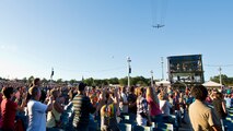 A B-52H Stratofortress from Minot Air Force Base, N.D., flies over the WE Fest crowd in Detroit Lakes, Minn., Aug. 5, 2016. The fly over boasted the U.S. Air Force’s air superiority during one of the largest country music festivals in the nation. (U.S. Air Force photo/Airman 1st Class J.T. Armstrong)